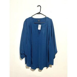 NWT Torrid 4X TEAL Blue Green Harper 3/4 Sleeve Plus Size Blouse Tunic Pullover